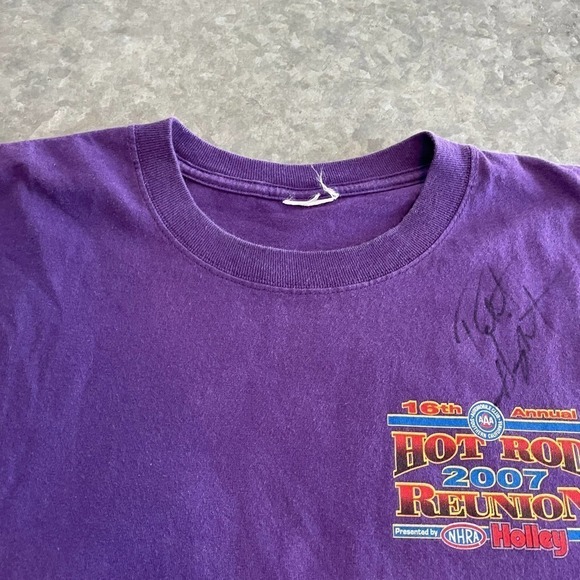 Vintage Robert Hight Autographed T-Shirt XL John Force Racing Hot Rod NHRA Y2K - Picture 5 of 13